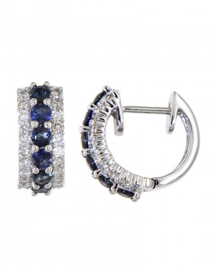 COLORED STONE DIAMOND HOOPS (SE489)