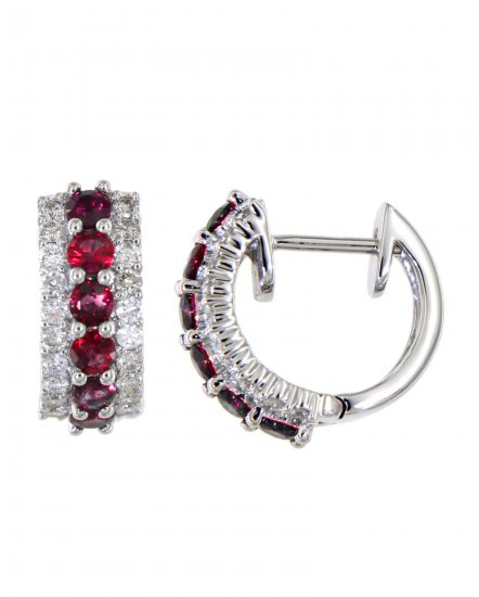 COLORED STONE DIAMOND HOOPS (SE489)
