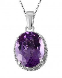 OVAL AMETHYST DIAMOND PENDANT (SP151)