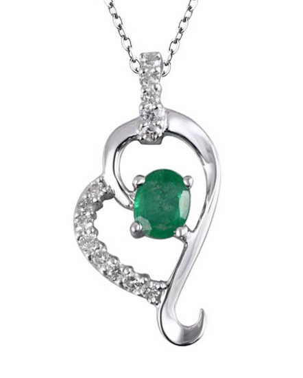 HEART STYLE EMERALD DIAMOND PENDANT (SP169)