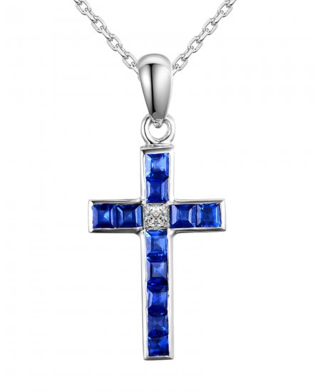 CROSS COLORED STONE DIAMOND PENDANT (SP541)