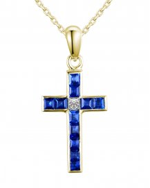 CROSS COLORED STONE DIAMOND PENDANT (SP541)