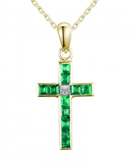 CROSS COLORED STONE DIAMOND PENDANT (SP541)