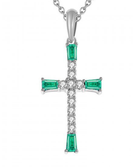 CROSS COLORED STONE DIAMOND PENDANT (SP552)