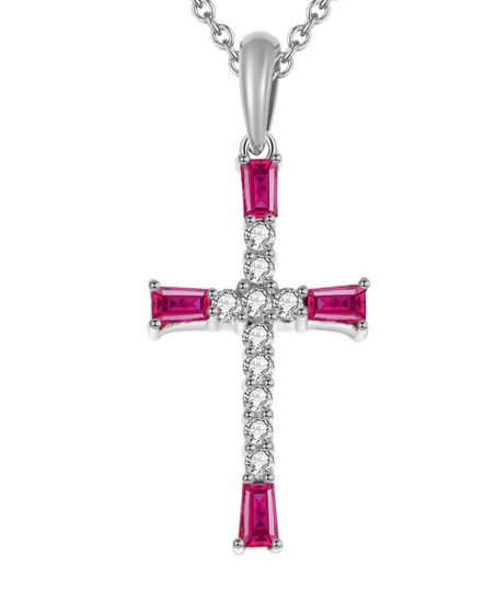 CROSS COLORED STONE DIAMOND PENDANT (SP552)