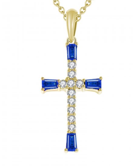 CROSS COLORED STONE DIAMOND PENDANT (SP552)