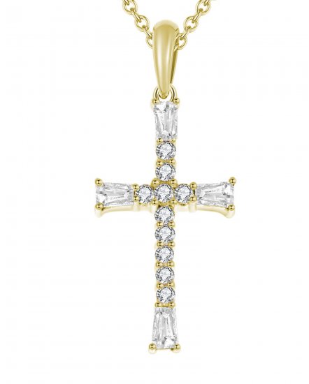 CROSS COLORED STONE DIAMOND PENDANT (SP552)