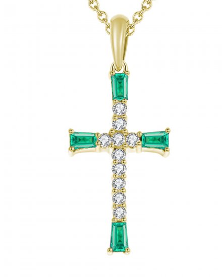 CROSS COLORED STONE DIAMOND PENDANT (SP552)