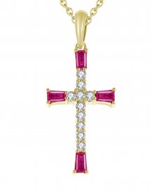 CROSS COLORED STONE DIAMOND PENDANT (SP552)