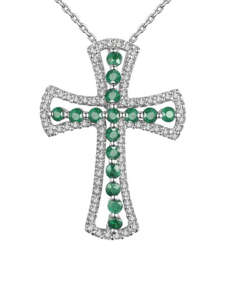  CROSS COLORED STONE DIAMOND PENDANT (SP563)