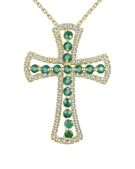  CROSS COLORED STONE DIAMOND PENDANT (SP563)