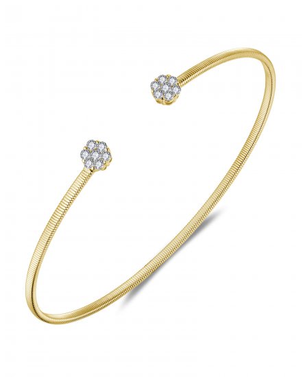 FLORAL CUFF STYLE DIAMOND BANGLE BRACELET (TB558)