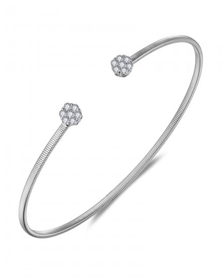 FLORAL CUFF STYLE DIAMOND BANGLE BRACELET (TB558)