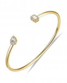 PEAR EMERALD CUT DIAMOND CUFF STYLE BANGLE BRACELET (TB562)