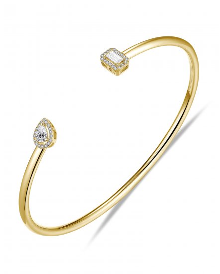 PEAR EMERALD CUT DIAMOND CUFF STYLE BANGLE BRACELET (TB562)