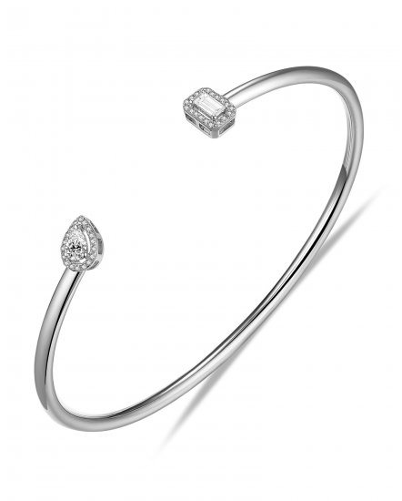 PEAR EMERALD CUT DIAMOND CUFF STYLE BANGLE BRACELET (TB562)