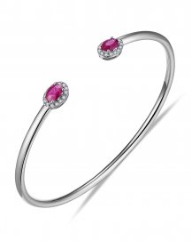 OVAL RUBY DIAMOND CUFF STYLE BANGLE BRACELET (TB582)
