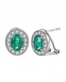 OVAL EMERALD DIAMOND OMEGA BACK (TE1012)