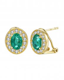 OVAL EMERALD DIAMOND OMEGA BACK (TE1012)