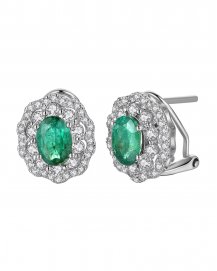 OVAL EMERALD DIAMOND OMEGA BACK (TE1016)