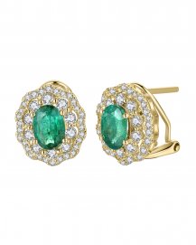 OVAL EMERALD DIAMOND OMEGA BACK (TE1016)