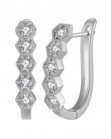HEXAGON STYLE DIAMOND HOOPS (TE1017)