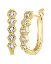 HEXAGON STYLE DIAMOND HOOPS (TE1017)