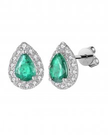 PEAR EMERALD DIAMOND STUDS (TE1044)