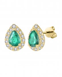 PEAR EMERALD DIAMOND STUDS (TE1044)