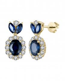 OVAL SAPPHIRE DIAMOND DANGLING (TE1045)