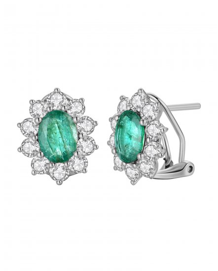 OVAL EMERALD DIAMOND OMEGA BACK (TE1079)
