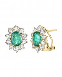 OVAL EMERALD DIAMOND OMEGA BACK (TE1079)