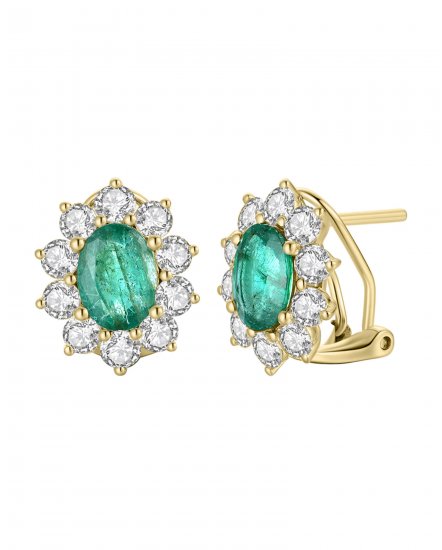 OVAL EMERALD DIAMOND OMEGA BACK (TE1079)