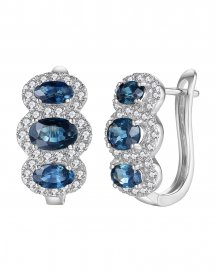OVAL SAPPHIRE DIAMOND EARRINGS (TE1120)
