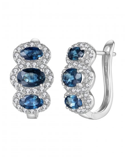 OVAL SAPPHIRE DIAMOND EARRINGS (TE1120)