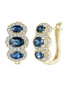 OVAL SAPPHIRE DIAMOND EARRINGS (TE1120)