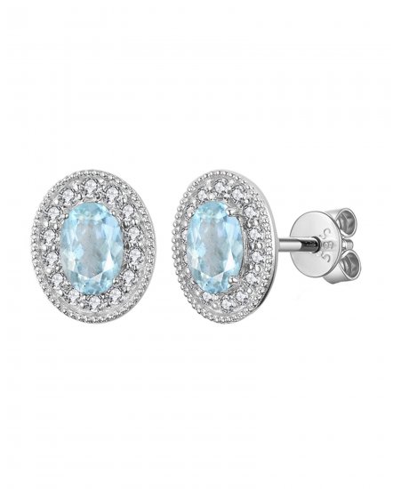 OVAL COLORED STONE DIAMOND STUDS (TE1126)