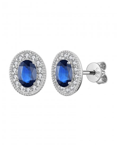 OVAL COLORED STONE DIAMOND STUDS (TE1126)