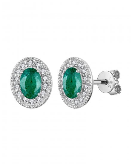 OVAL COLORED STONE DIAMOND STUDS (TE1126)