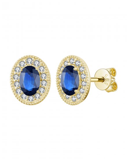 OVAL COLORED STONE DIAMOND STUDS (TE1126)