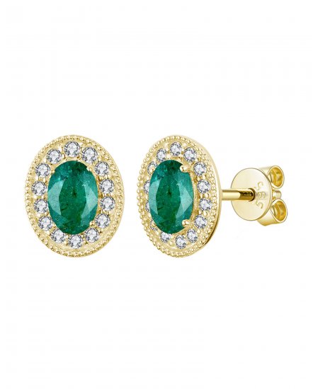 OVAL COLORED STONE DIAMOND STUDS (TE1126)