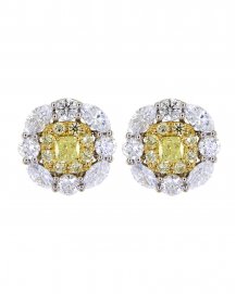 MULTI TONE CUSHION DIAMOND OMEGA BACK (TE1186)