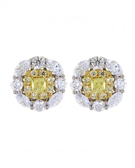 MULTI TONE CUSHION DIAMOND OMEGA BACK (TE1186)