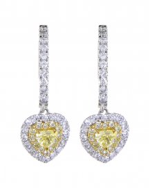 MULTI TONE HEART SHAPE DIAMOND DANGLING (TE1188)