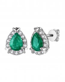 PEAR EMERALD DIAMOND STUDS (TE1195)
