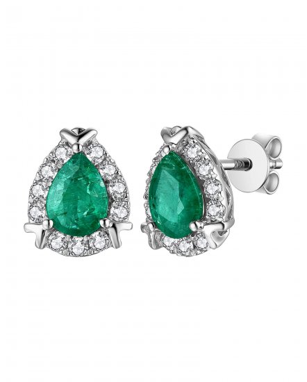 PEAR EMERALD DIAMOND STUDS (TE1195)