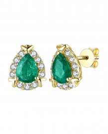 PEAR EMERALD DIAMOND STUDS (TE1195)