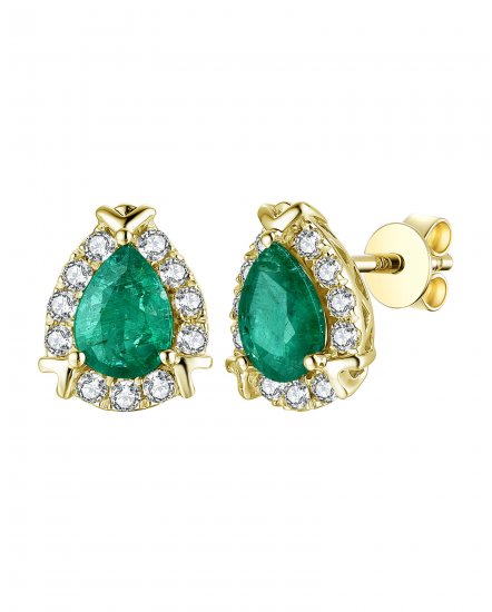 PEAR EMERALD DIAMOND STUDS (TE1195)