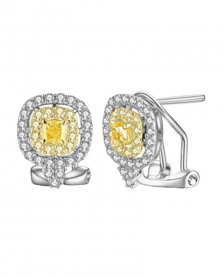 MULTI TONE CUSHION DIAMOND OMEGA BACK (TE1204)