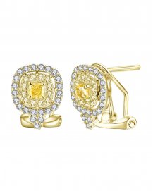 MULTI TONE CUSHION DIAMOND OMEGA BACK (TE1204)